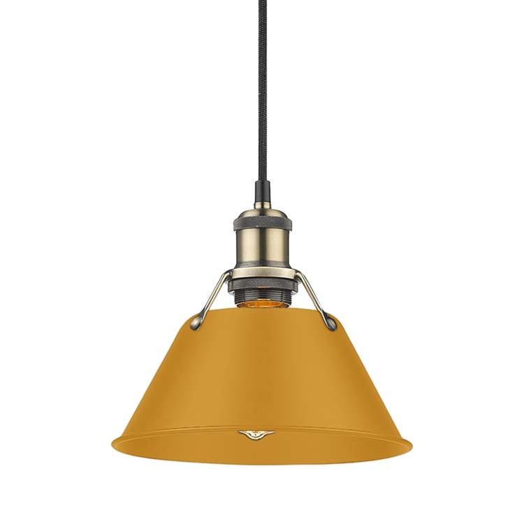 Golden 3306-S AB-AY One Light Pendant, Aged Brass