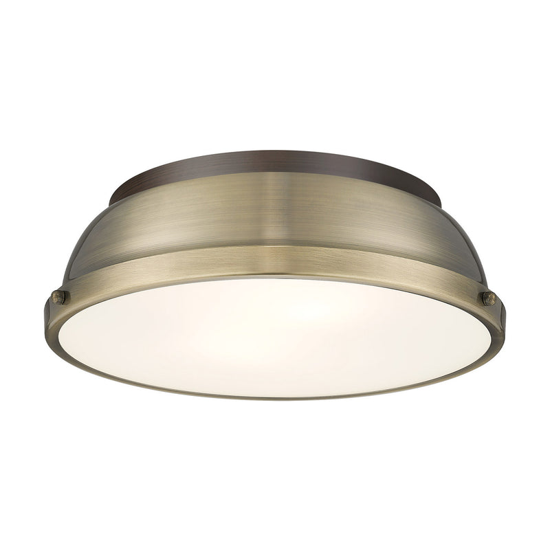 Golden 3602-14 RBZ-AB Two Light Flush Mount, Rubbed Bronze