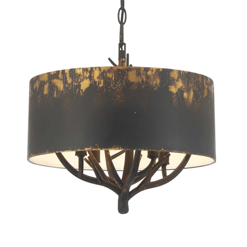Golden 4500-4P ABI Four Light Pendant, Antique Black Iron