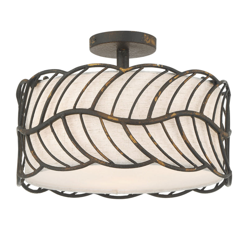 Golden 4501-3SF ABI Three Light Semi-Flush Mount, Antique Black Iron