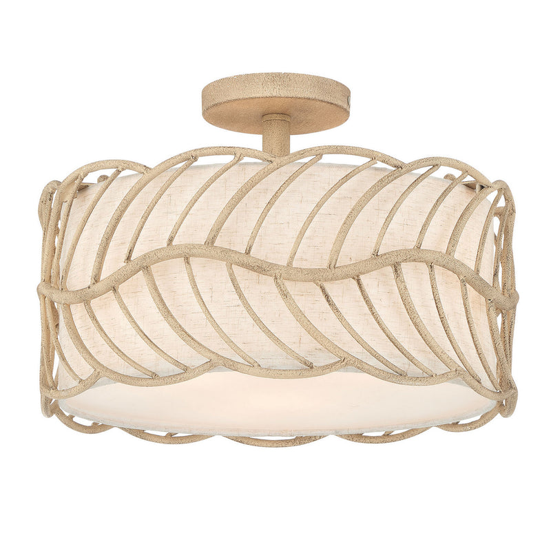 Golden 4501-3SF AM Three Light Semi-Flush Mount, Almond
