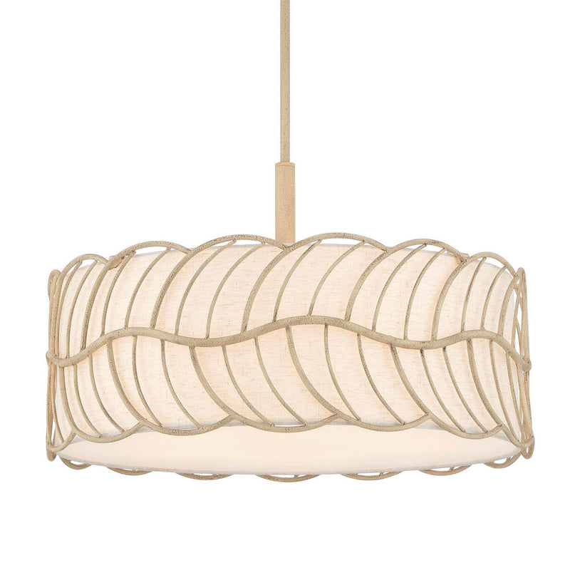 Golden 4501-5P AM Five Light Pendant, Almond