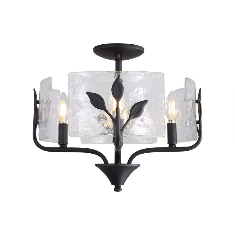 Golden 4503-4SF NB-HWG Four Light Semi-Flush Mount, Natural Black