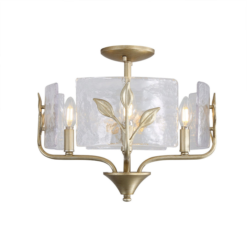 Golden 4503-4SF WG-HWG Four Light Semi-Flush Mount, White Gold