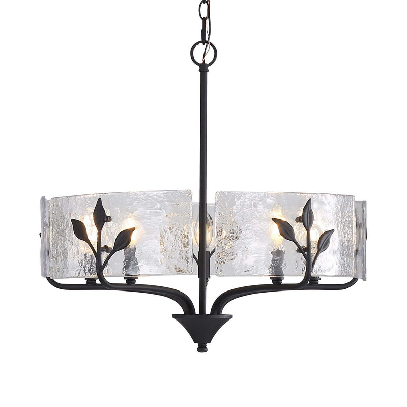 Golden 4503-5P NB-HWG Five Light Pendant, Natural Black