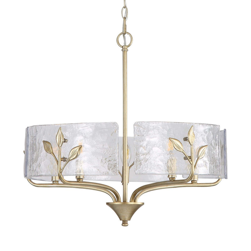 Golden 4503-5P WG-HWG Five Light Pendant, White Gold