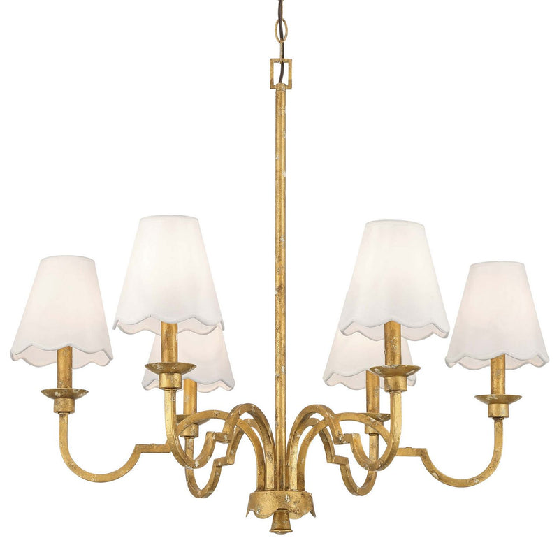 Golden 7008-6 VG-WY Six Light Chandelier, Vintage Gold