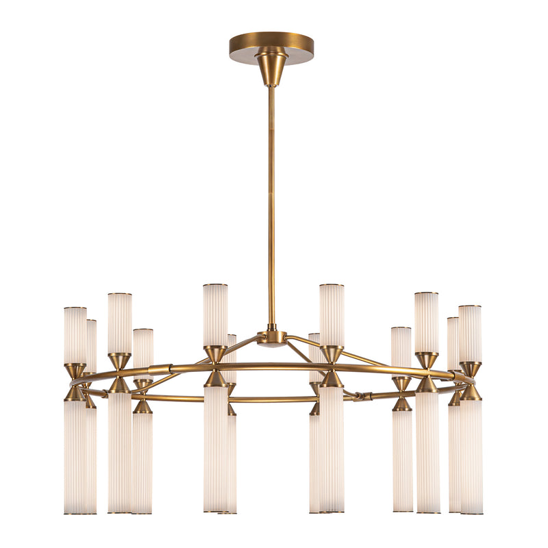 Alora CH348038VBFR-UNV LED Chandelier, Vintage Brass/Frosted Ribbed Glass