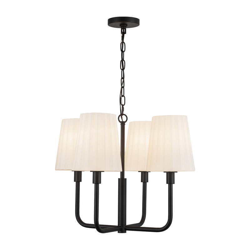 Alora CH628423MBOP Four Light Chandelier, Matte Black/Opal Matte Glass