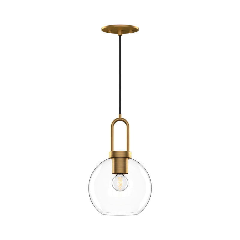 Alora PD601608AGCL One Light Pendant, Aged Gold/Clear Glass