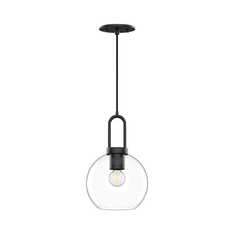 Alora PD601608MBCL One Light Pendant, Clear Glass/Matte Black