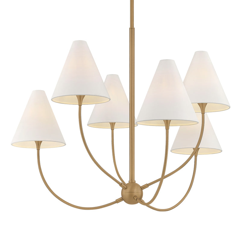 Troy Lighting F1941-PBR Six Light Chandelier, Patina Brass