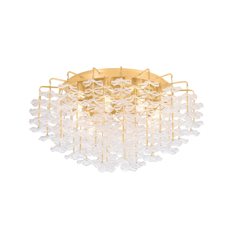 Corbett Lighting 534-24-VGL Eight Light Semi Flush Mount, Vintage Gold Leaf