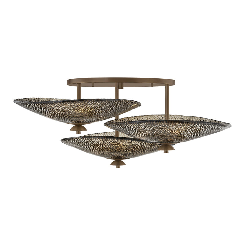 Corbett Lighting 559-36-OWB Nine Light Semi Flush Mount, Old World Brass