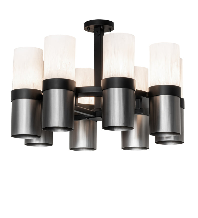 Meyda Tiffany 278917 Eight Light Chandelier, Solar Black & Industrial Steel