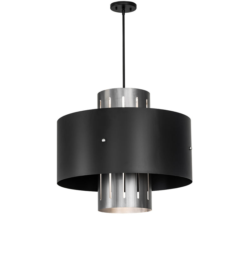 Meyda Tiffany 278918 One Light Pendant, Solar Black & Industrial Steel