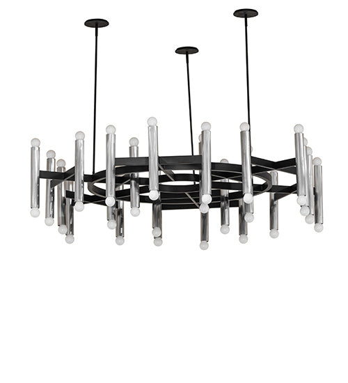 Meyda Tiffany 282358 LED Chandelier, Flat Black & Brushed Stainless Steel