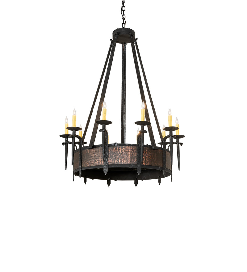 Meyda Tiffany 282950 Ten Light Chandelier, Costello Black & Blackened Textured Copper