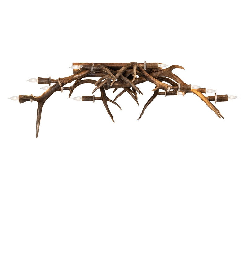 Meyda Tiffany 285836 Ten Light Flush Mount, Naturally Shed/Stained Antlers & Wood