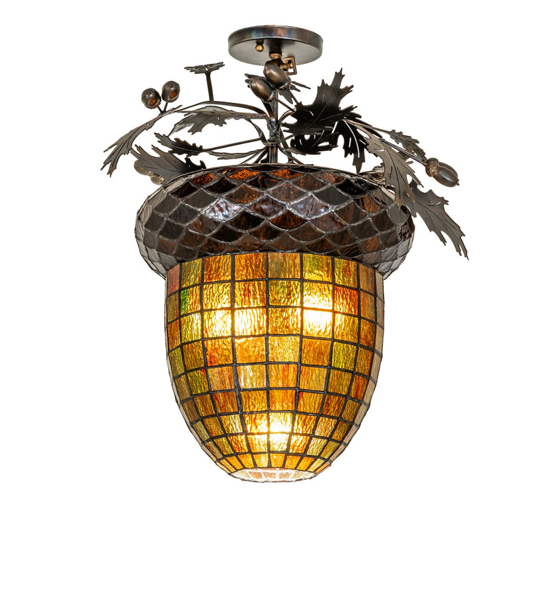 Meyda Tiffany 286346 Three Light Flush Mount, Dark Burnished Transparent Copper