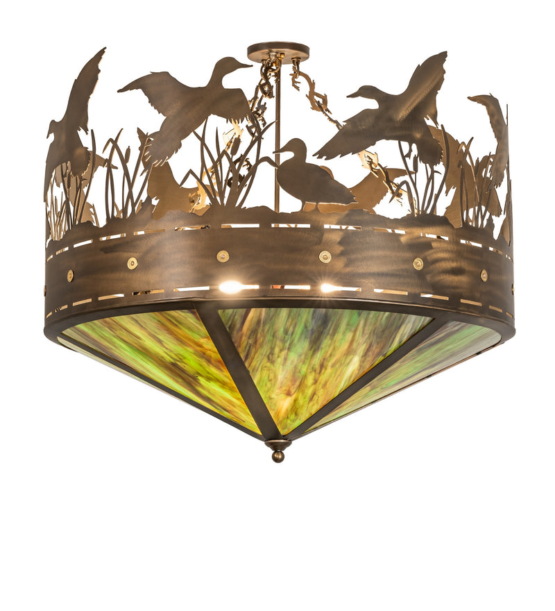 Meyda Tiffany 286390 Four Light Semi-Flush Mount, Antique Copper