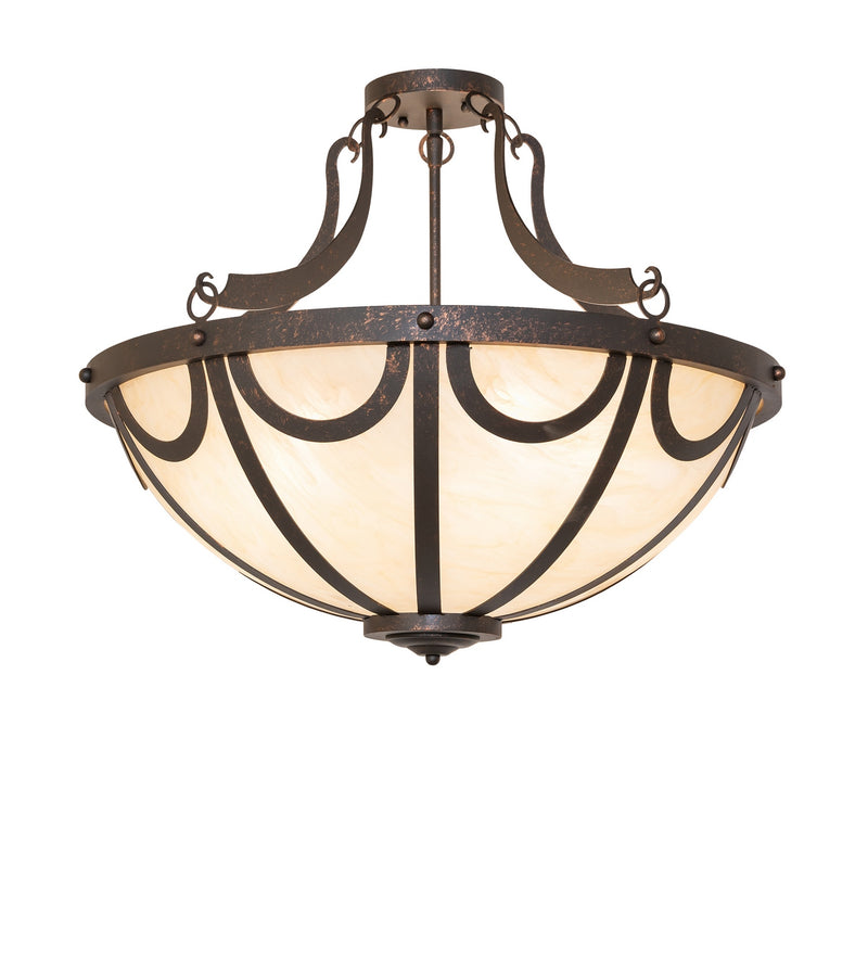 Meyda Tiffany 287017 Five Light Semi-Flush Mount, Gilded Tobacco