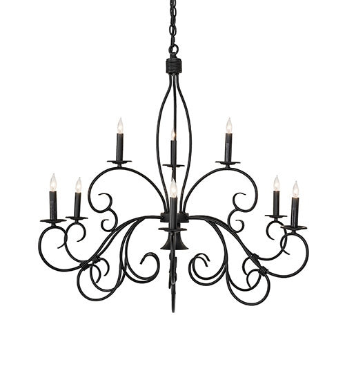 Meyda Tiffany 289484 Ten Light Chandelier, Satin Black Wrought Iron