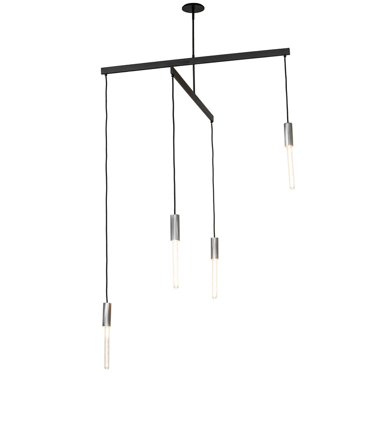 Meyda Tiffany 290469 Four Light Chandelier, Flat Black & Brushed Stainless Steel