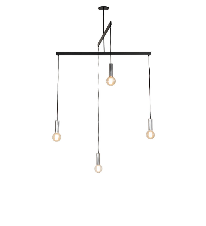 Meyda Tiffany 290471 Four Light Chandelier, Flat Black & Brushed Stainless Steel