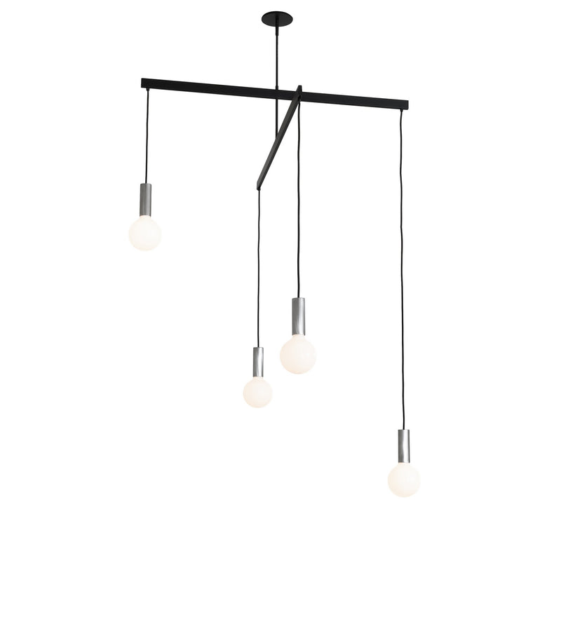 Meyda Tiffany 290472 Four Light Chandelier, Flat Black & Brushed Stainless Steel