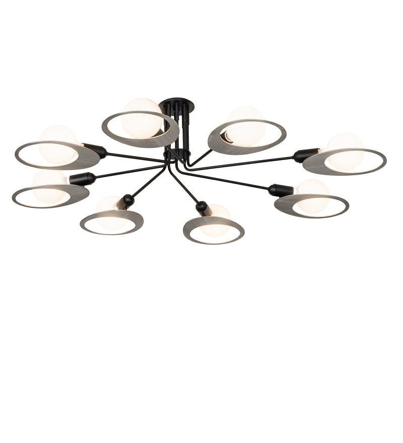 Meyda Tiffany 290720 Eight Light Semi-Flush Mount, Flat Black & Brushed Stainless Steel