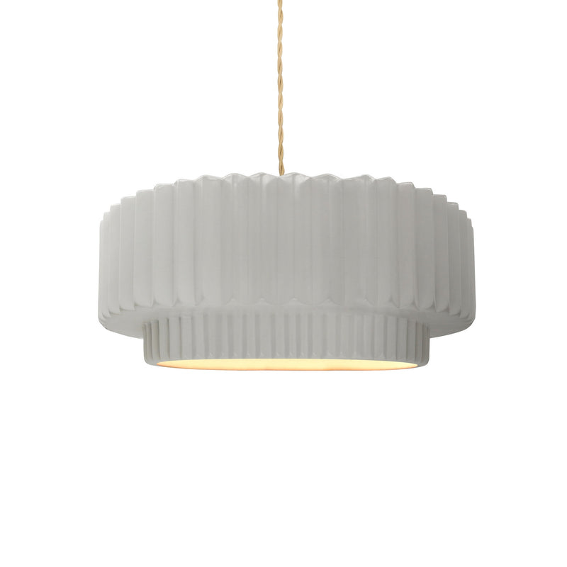 Justice Designs CER-6550-BIS-NCKL-BEIG-TWST One Light Pendant, Brushed Nickel