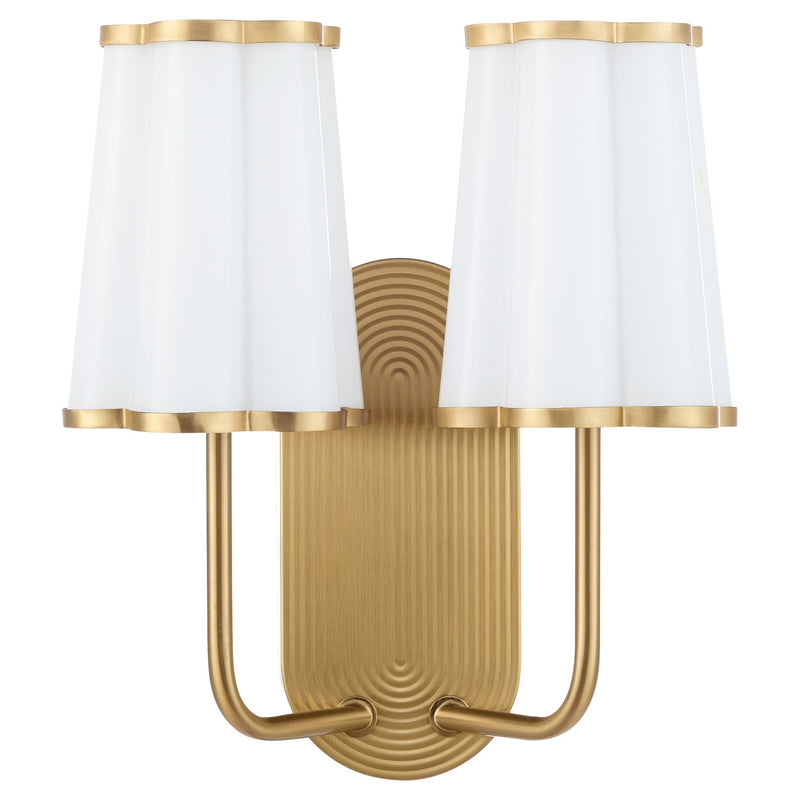 Quorum 5229-2-80 Two Light Wall Mount, Aged Brass