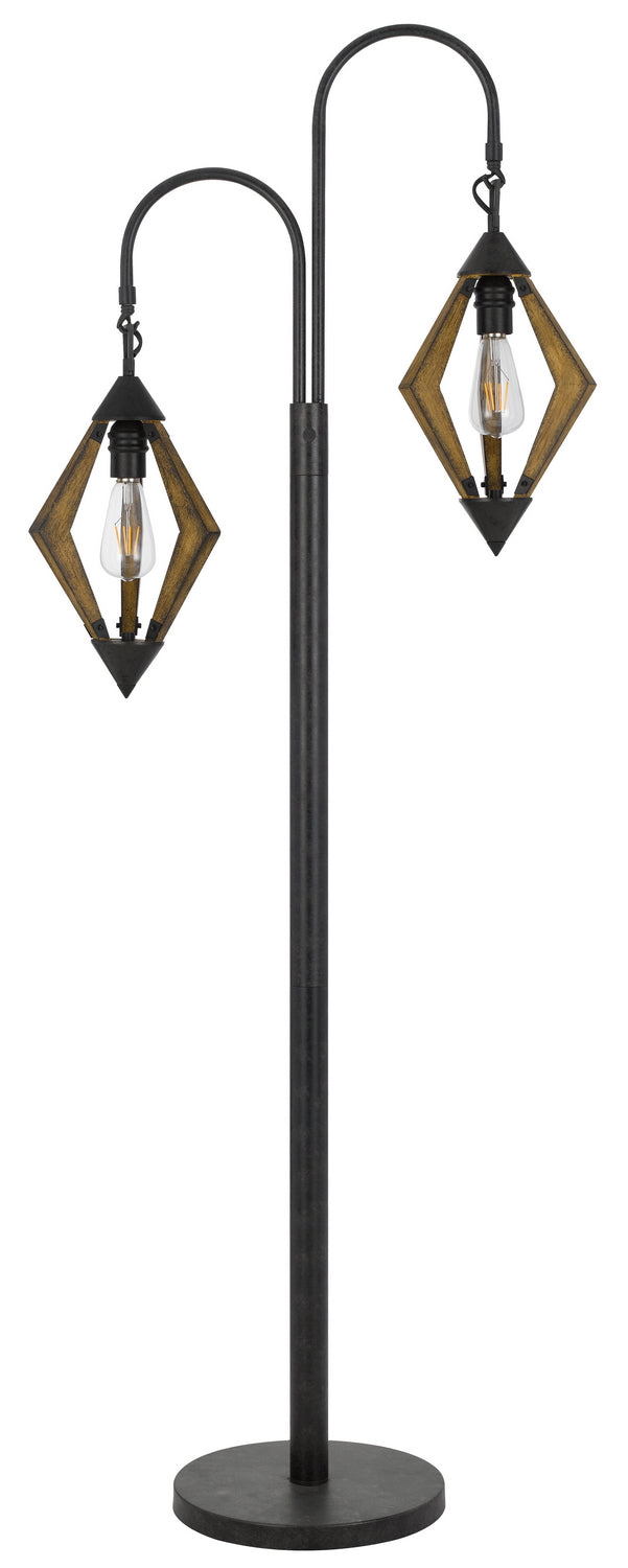 Cal Lighting BO-2856FL-2L Two Light Floor Lamp, Wood