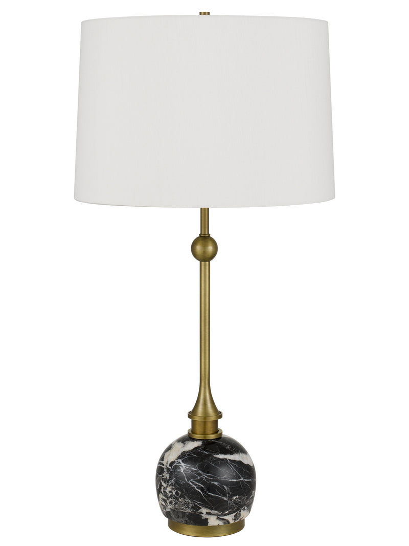 Cal Lighting BO-3200TB One Light Table Lamp, Antique Brass/Black Marble