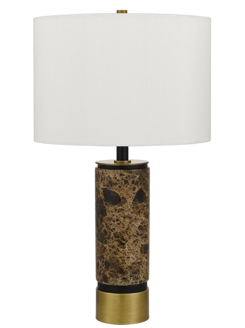 Cal Lighting BO-3201TB One Light Table Lamp, Antique Brass/Black Marble