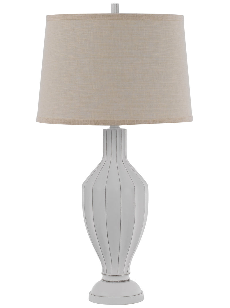Cal Lighting BO-3206TB One Light Table Lamp, White Washed