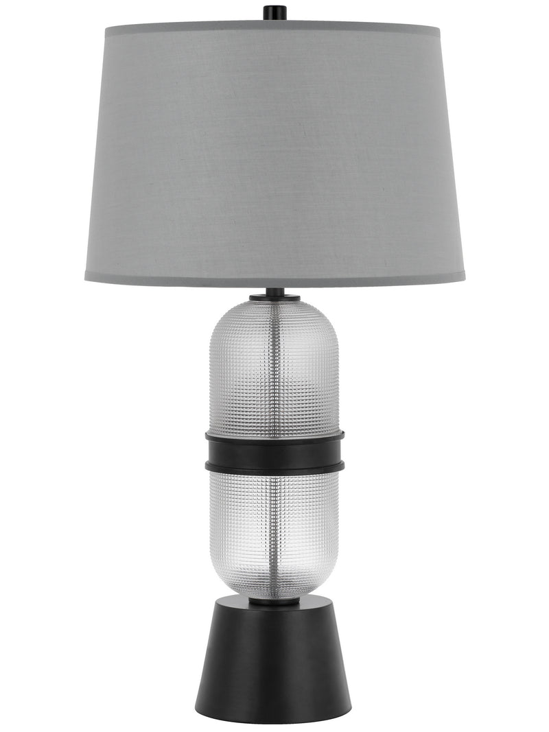 Cal Lighting BO-3221TB Two Light Table Lamp, Frosted Glass/Black