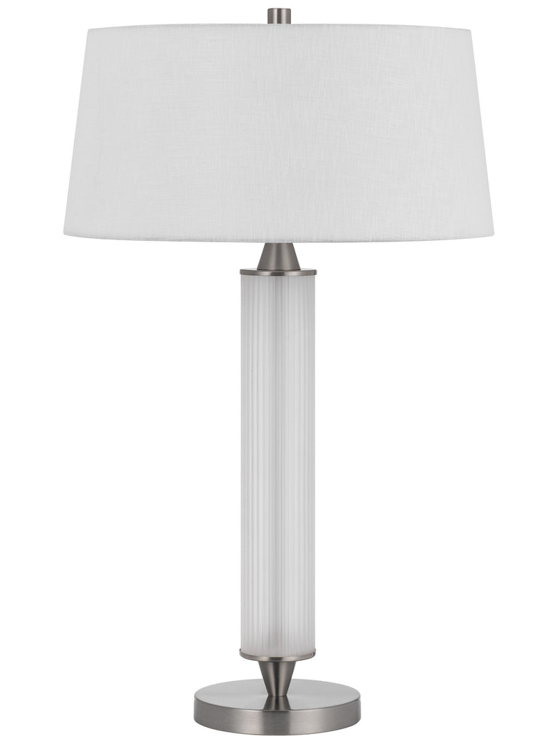 Cal Lighting BO-3222TB Two Light Table Lamp, Fluted Frosted Glass/Steel