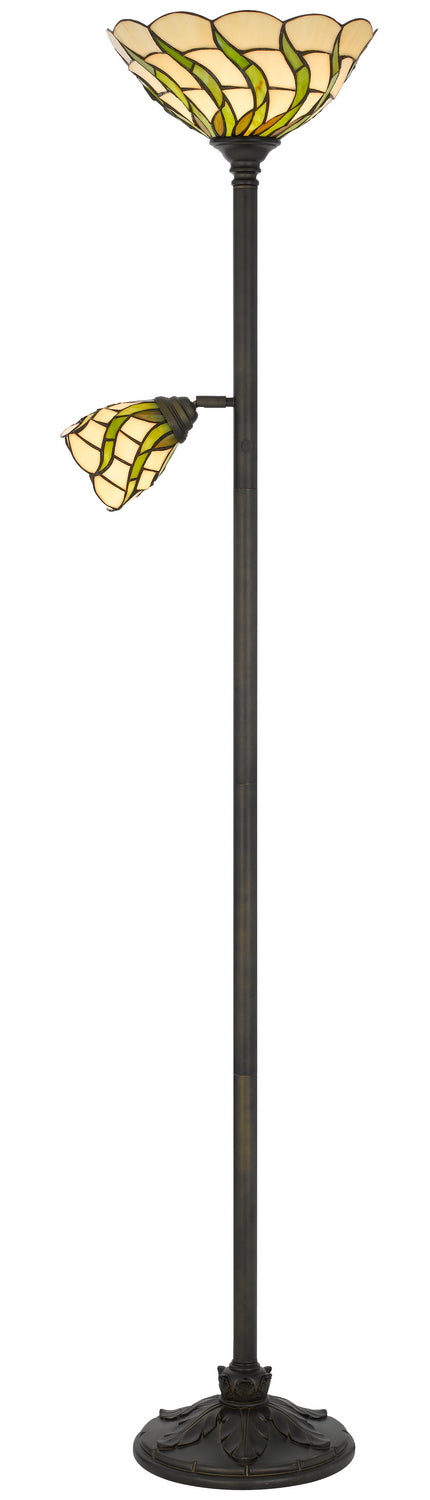 Cal Lighting BO-3244TR Two Light Torchiere, Matte Black / Tiffany