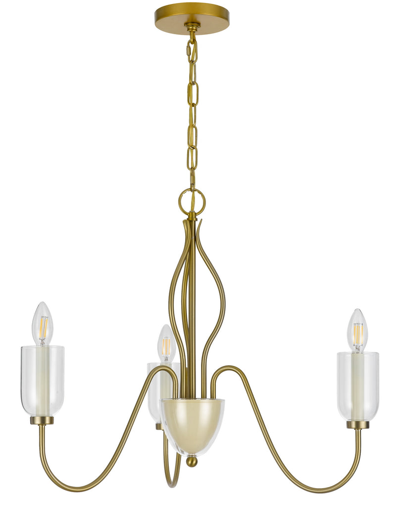 Cal Lighting FX-3818-3 Three Light Chandelier, Antique Brass