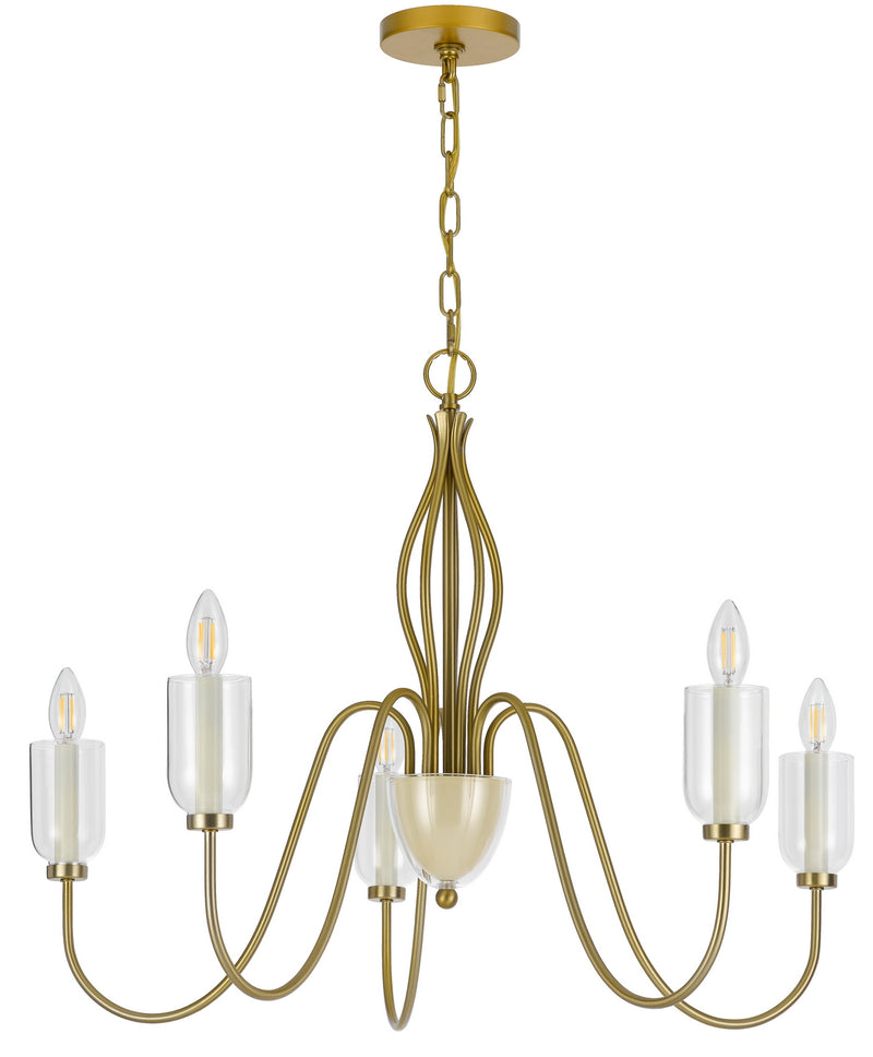 Cal Lighting FX-3818-5 Five Light Chandelier, Antique Brass