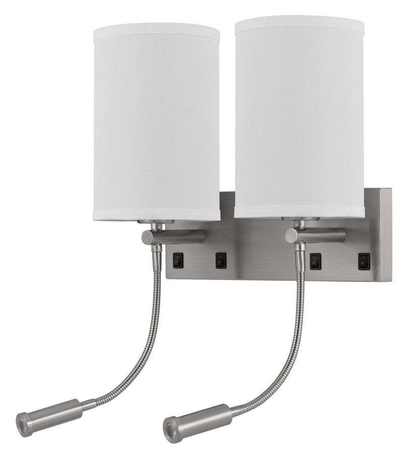 Cal Lighting LA-8045W2L-1 Two Light Wall Lamp, Brushed Steel