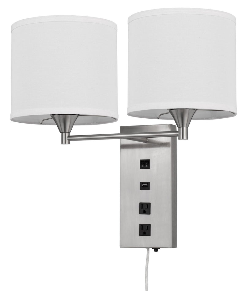 Cal Lighting LA-8049W2L-1 Two Light Wall Lamp, Brushed Steel