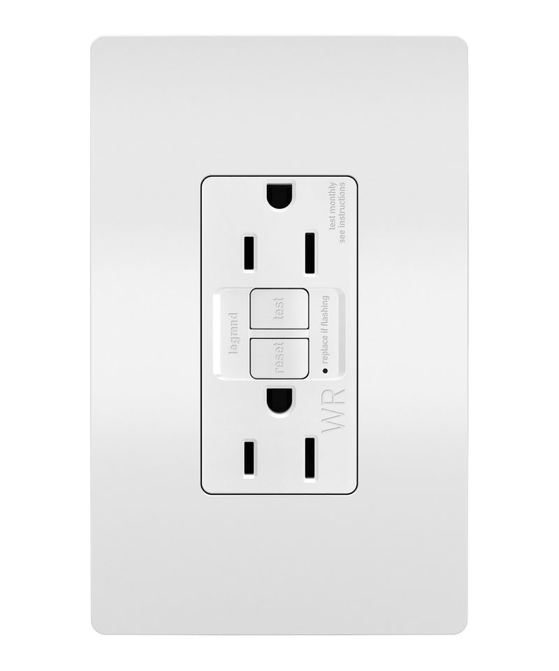 Legrand 1597TRWRW Tamper-Resistant Weather-Resistant 15A Duplex Self-Test GFCI Receptacles with SafeLock Protection, White