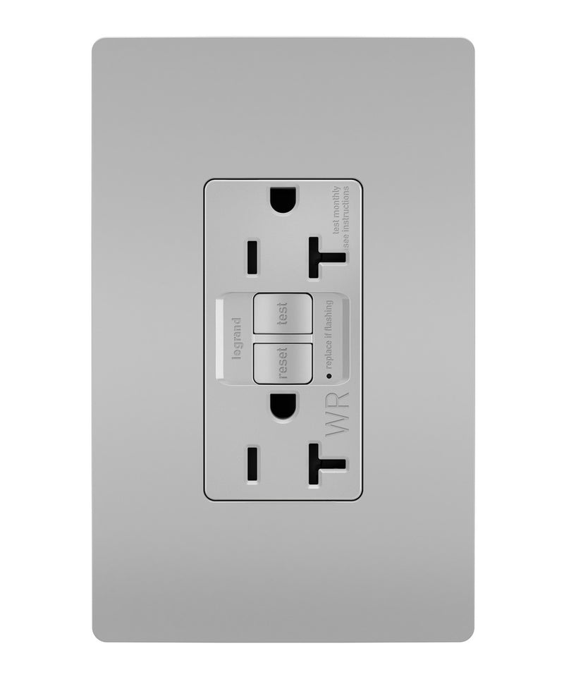 Legrand 2097TRWRGRY Tamper-Resistant Weather-Resistant 20A Duplex Self-Test GFCI Receptacles with SafeLock Protection, Gray