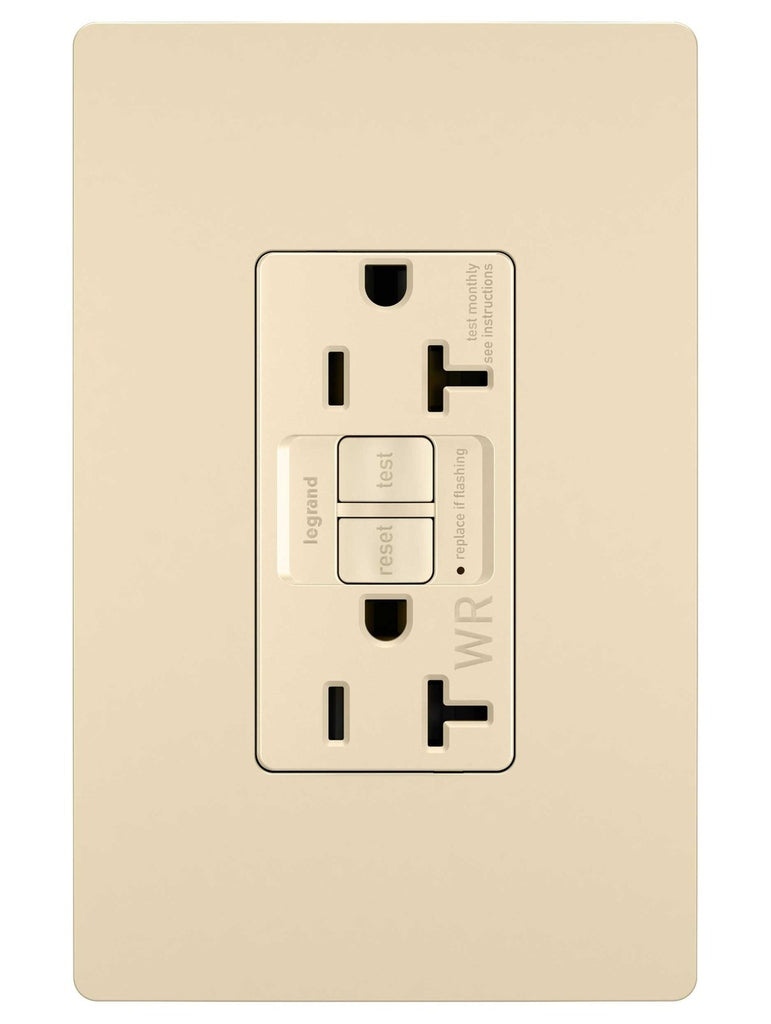 Legrand 2097TRWRI Tamper-Resistant Weather-Resistant 20A Duplex Self-Test GFCI Receptacles with SafeLock Protection, Ivory