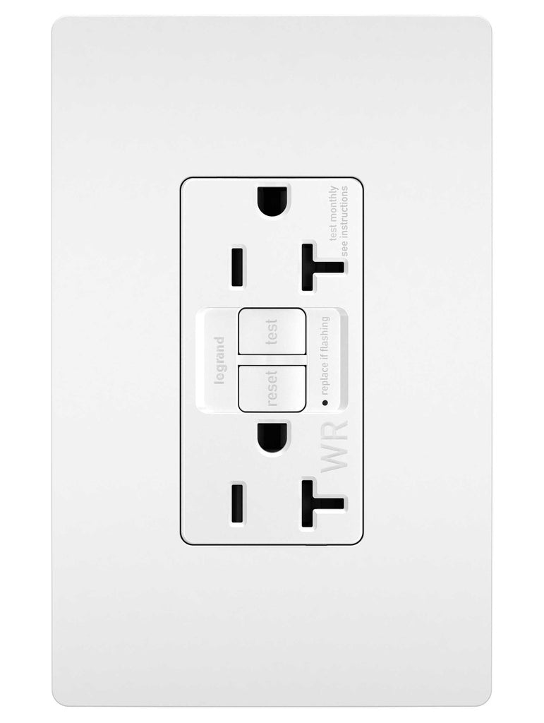 Legrand 2097TRWRW Tamper-Resistant Weather-Resistant 20A Duplex Self-Test GFCI Receptacles with SafeLock Protection, White