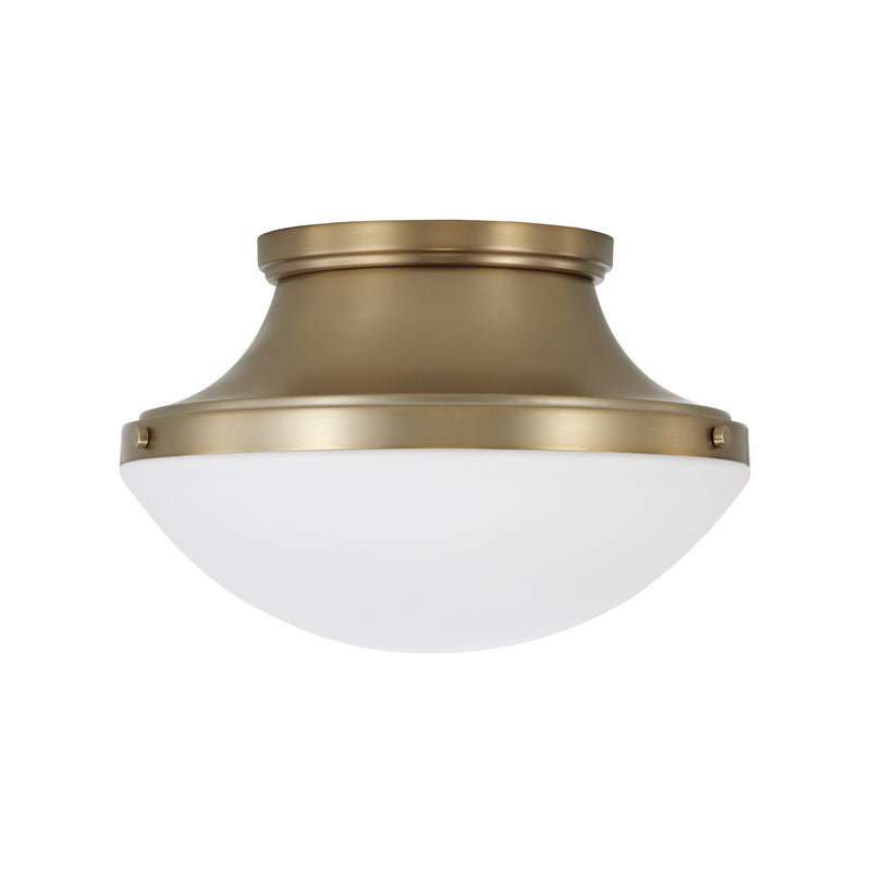Capital Lighting 261431AD Three Light Flush Mount, Aged Brass