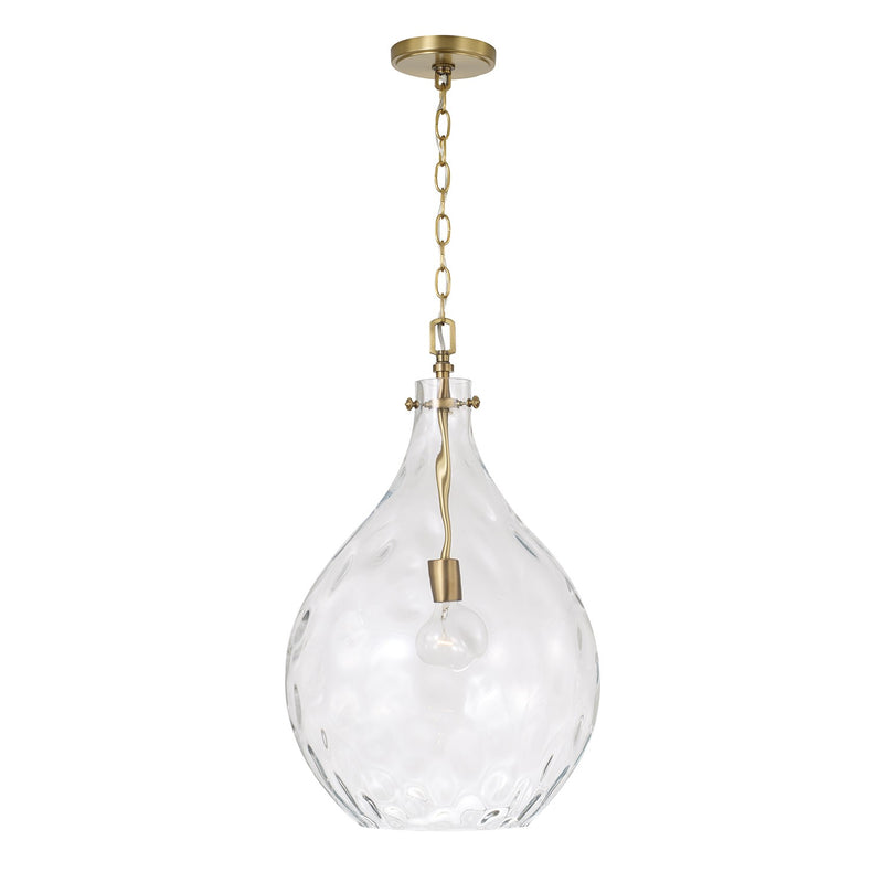 Capital Lighting 325011AD One Light Pendant, Aged Brass